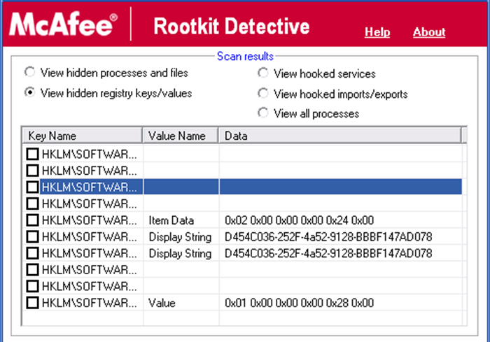 mcafee rootkit detective